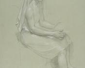 威廉阿道夫布格罗 - Study of a Seated Veiled Female Figure